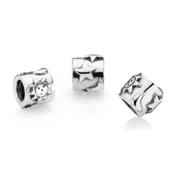 Pandora 790128 Sun Moon and Stars Barrel Bead Charm Retired - Picture 1 of 7